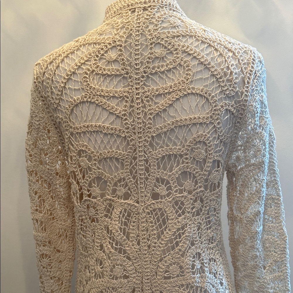 Zara Cream Lace Long Cardigan - Picture 5 of 9